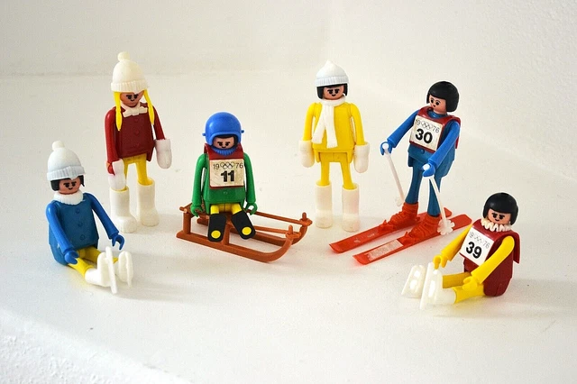 PLAYMOBIL VINTAGE CITY life sport d'hiver luge rouge enfants set 3327