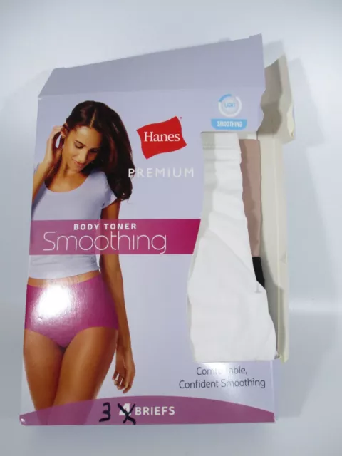 HANES PREMIUM WOMENS 3Pk Body Toner Smoothing Briefs Panties-Solid Size 5/S  £7.54 - PicClick UK