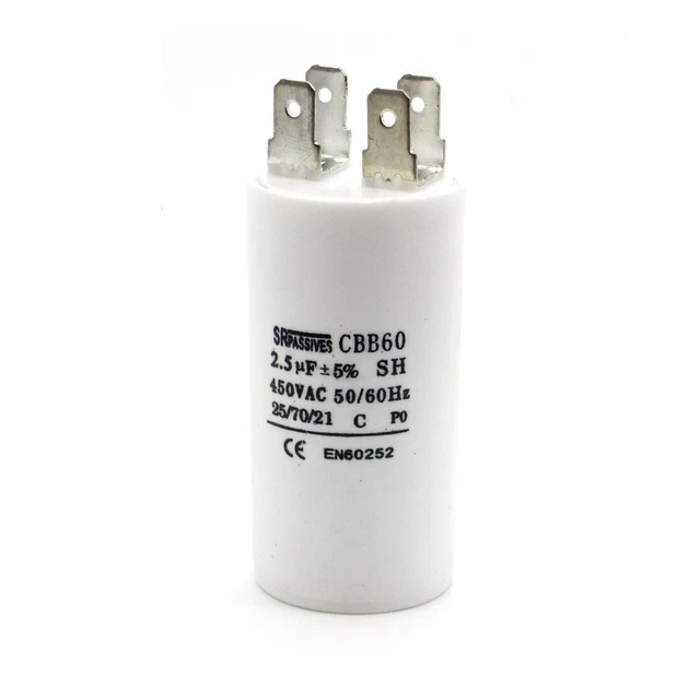 Condensateur Moteur CBB60 2µF 450V à Cosse - Démarrage Permanent, Neuf, Pour électroménager