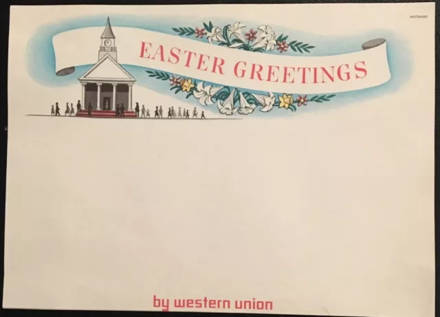 1960's Vintage Blank Easter Greetings Western Union Telegram.