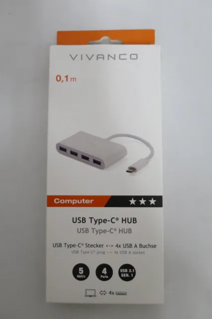 VIVANCO USB 4-port HUB, USB Type-C™ zu 4x USB Typ A