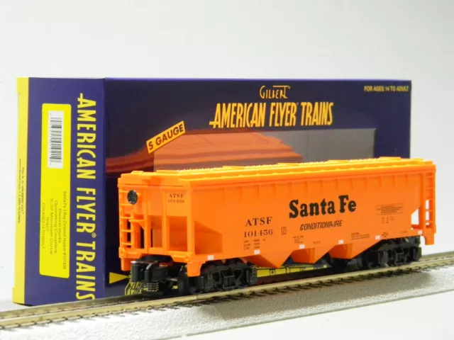 LIONEL AMERICAN FLYER SANTA FE 3 BAY CVRD HOPPER #101456 S GAUGE prr 1919212 NEW