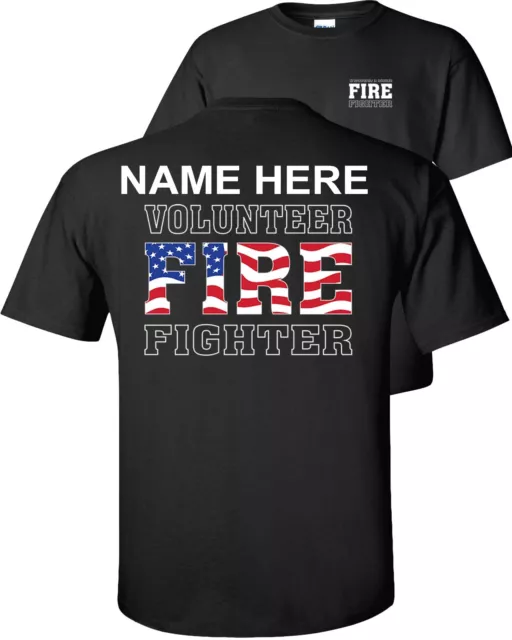 Custom Volunteer Firefighter American Flag T-Shirt VFD Personalized