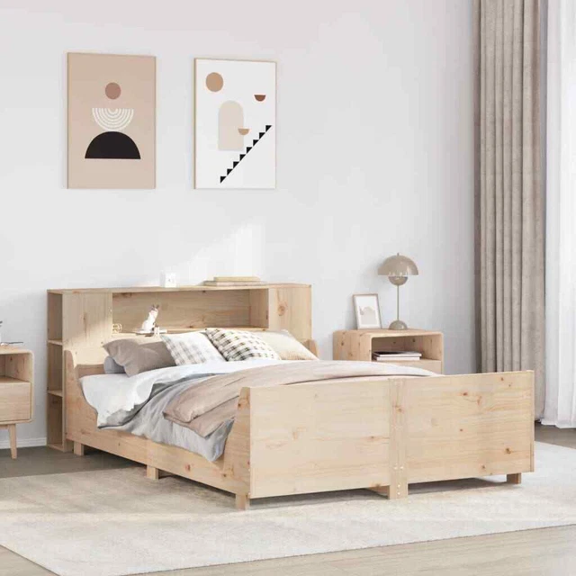 BED FRAME WITHOUT Mattress 140x190 cm Solid Wood Pine £551.96 PicClick UK