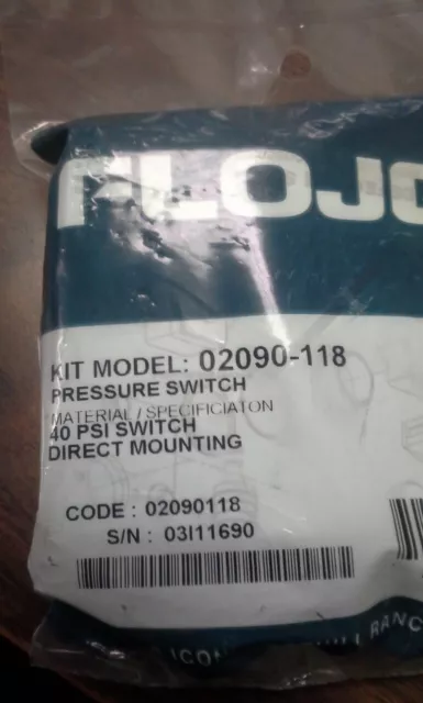 Flojet # 02090-118 Direct Mount 40 PSI Pressure Switch for series 4000 Pumps. 