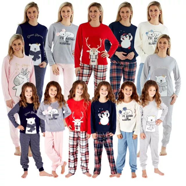 Ladies/Girls Mum & Daughter Matching Festive  Slogan Micro Fleece  Pyjamas Gift