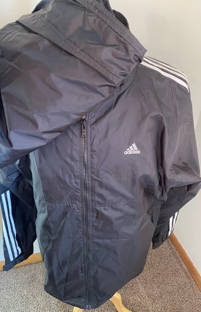 True Vintage Y2K Adidas Black White 3-Stripe Logo Track Suit Jacket Pants Sz XL