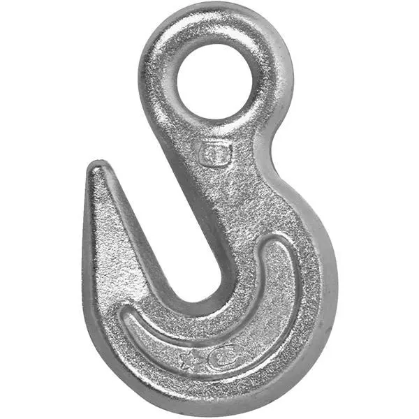 (5)-Forged Steel Zinc Plated 1/4" Grade 43 Chain Eye Grab Hook T9001424