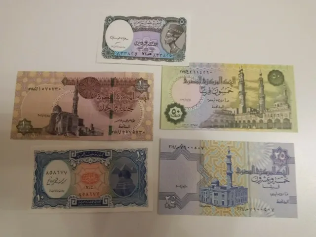 Lote De 5 Billetes Egipto