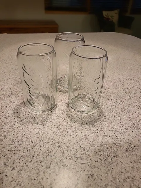 3 Coke Coca-Cola Can Shaped Glass Cup Tumbler Clear 12 Ounce Soda Drinking Cup