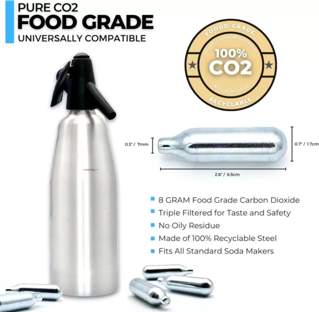 Impeccable Culinary Objects (ICO) ICOC810 Soda Chargers, Steel, Silver, 8.9 x 3 2