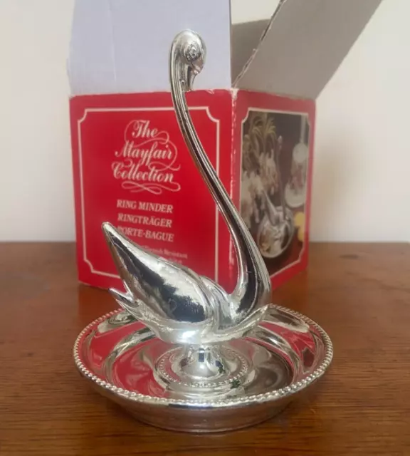 Vintage Silver Plated Swan Ring Holder, Mayfair Collection - Boxed New Old Stock