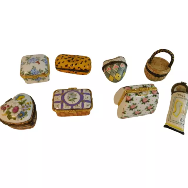 Vintage Miniature Hinged Trinket Boxes Lot of 8