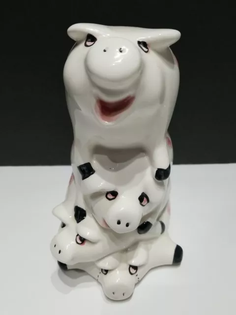 Piggy Bank Stacked Hendrickson Imports Pink Polka Dot White Ceramic Base Vintage
