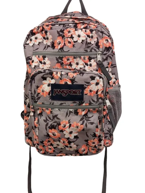 Jansport Digibreak 2 Laptop Backpack Gray & Coral Pink Floral Bag 17" Adjustable