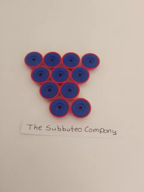 Subbuteo Lightweight Red Bases And Royal Blue Discs X 11