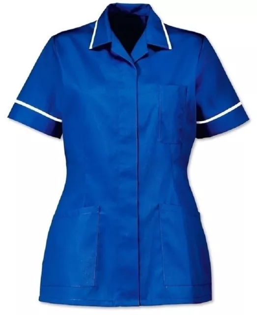 Womens Nurses Healthcare Tunic Dental Salon. Royal Blue, Sizes Uk 8-24 Ins32Rb