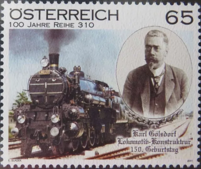 Österreich ANK 2945 SM - Sondermarke - 150. Geburtstag von Karl Gölsdorf ** MNH