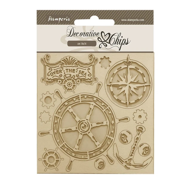Chips decorativos Stamperia Songs of the Sea RUDDER 5,5"" x 5,5"" #SCB188