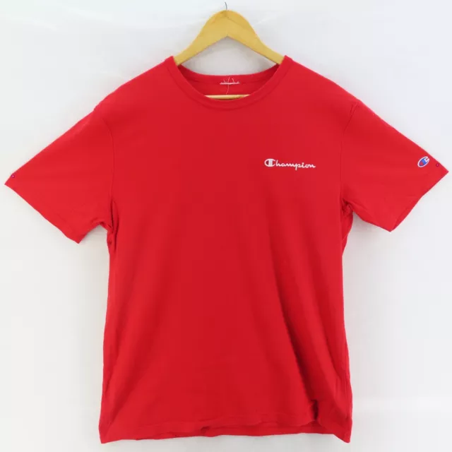 Champion T Shirt Mens Adult Size Medium Red Round Neck Short Sleeve Casual