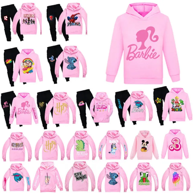 Kinder Mädchen Rosa Barbie Kapuzenpullover Hoodie Sweatshirt Langarm Top Neu·