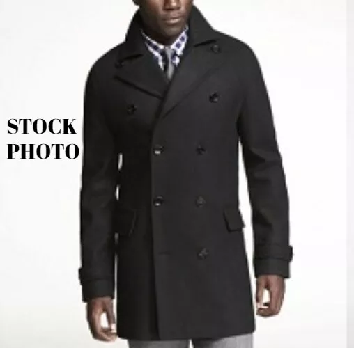 Express Water Resistant Wool Blend Peacoat Topcoat - Black, Men's sizes L, M, XS