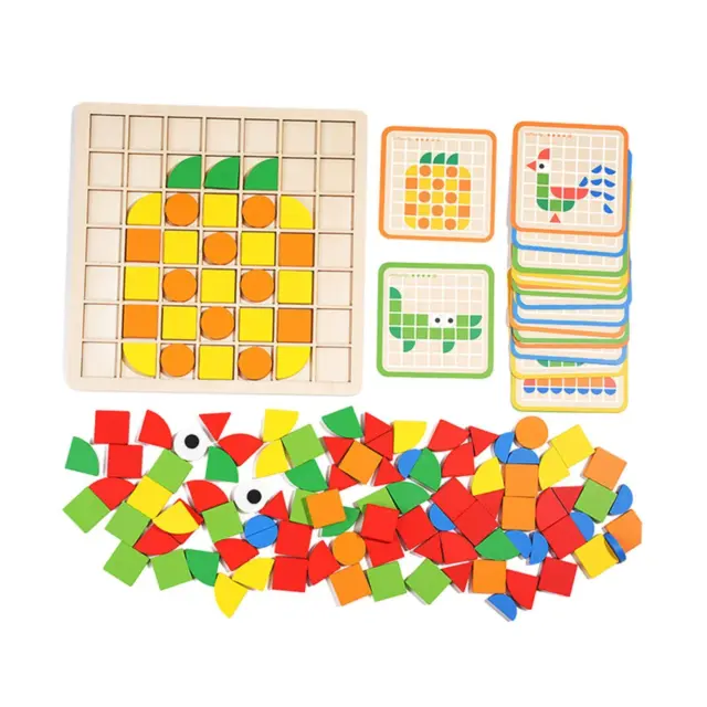 Wooden Geometric Tangram Geometric Shape Puzzle for Preschool Girls Kids