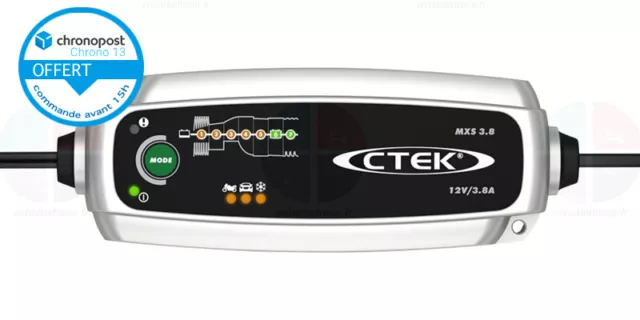 Chargeur batterie CTEK MXS3.8 12V 0.8-3.8A batteries plomb