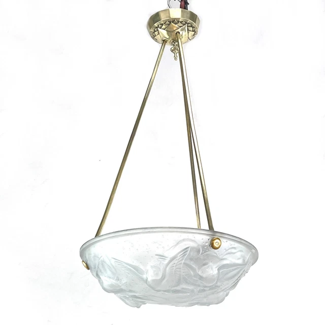 Art Deco Hanging Lamp Muller Freres Lunéville Chandelier Shells Lamp 1930er