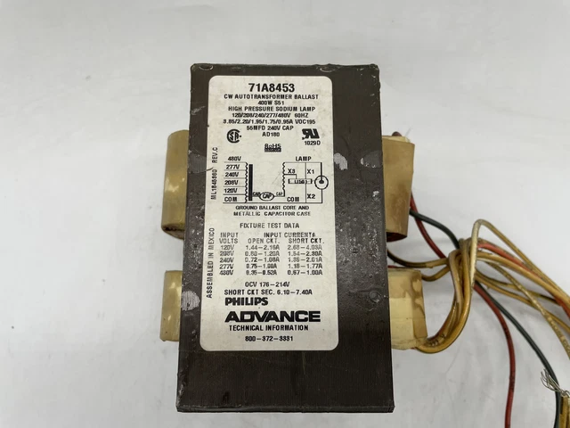 PHILLIPS 71A8453-001D Advance HP Sodium CORE & Coil Ballast KIT 1-400W