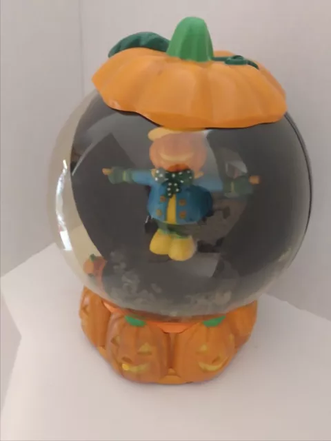 Halloween Pumpkin Scarecrow Tornado Globe Animated Decor Light Music Sound Gemmy