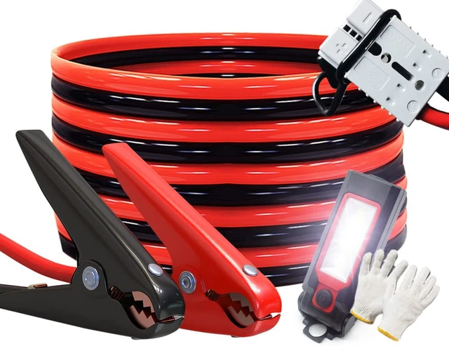 Jumper Cables Heavy Duty 1 Gauge 1GA 30 FT with Quick Connect Plugs Travel Bag f