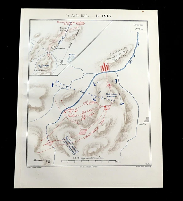Battle of Isly Map Franco Moroccan War 1844 French Military Antique 1890