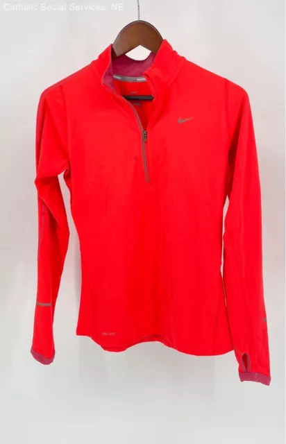 Nike Running Red Women's Dri-Fit 1/4 Zip - Size Small