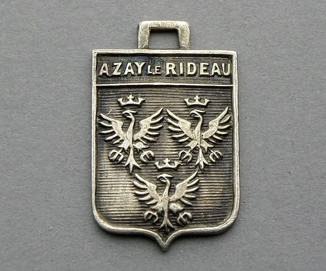 Petite Cuillère De Collection Blason Azay-le-Rideau, Métal Argenté, Avec Boîte, Bon état