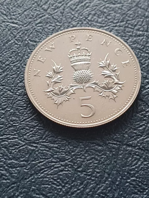 1975 PROOF  5p Crowned Thistle Five Pence New Pence  Coin BUNC.