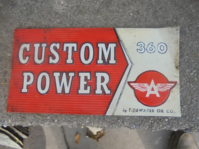 Vintage Tidewater Flying "A" Custom Power 360 thin plastic sign