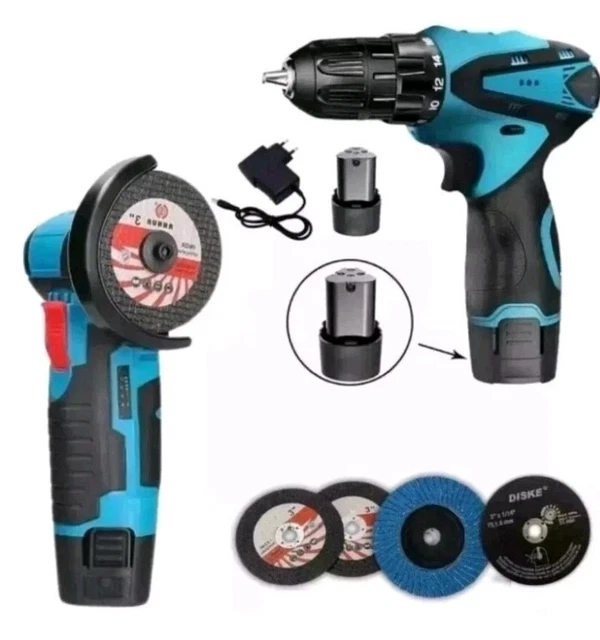 Kit 4in1 Trapano Smerigliatrice Avvitatore Ad Impulsi Lampada Led - Foto 3