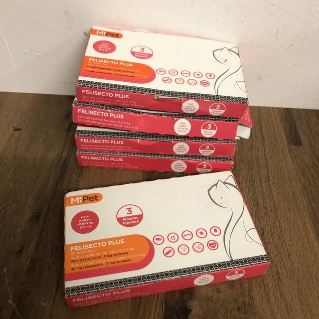 5x MIPET FELISECTO PLUS - Cat Kitten Treatment Flea Tick Parasite - 3 Pipettes