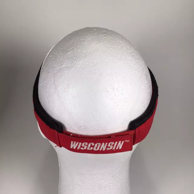 Rare Wisconsin Badgers Visor Cap Hat Strap Back Team Starter Red White Black 3