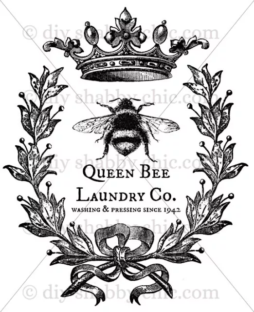 Waterslide Decal Image Transfer Vintage Queen Bumble Bee Wreath Diy Shabby Chic