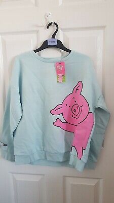 Girls Blue Percy Pig Sweatshirt Age 12-13 From Marks And Spencer BNWT