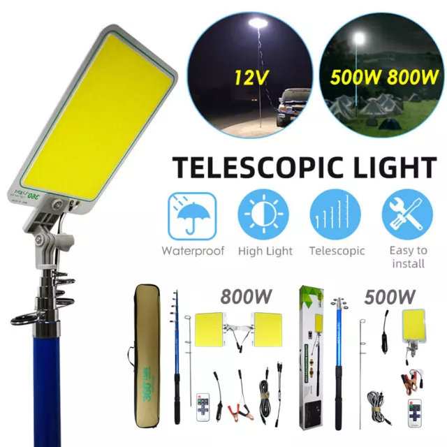 800W Telescopic Fishing Rod Lamp Car Repair Light Portable Lantern Camping Light