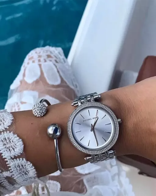 Michael Kors Darci MK3190 Armbanduhr für Damen Quartz MK Uhr Silber Edelstahl 3