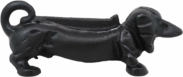 Cast Iron Black Sausage Dachshund Dog Boot Cleaner Scraper Statue Door Stopper 6