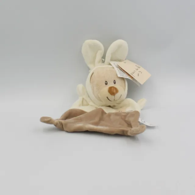 Doudou plat ours déguisé en lapin beige blanc ZANNIER NEUF - 21135