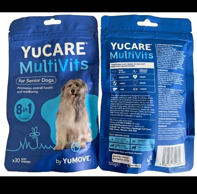 2 PACKS YUCARE Daily MultiVits Supplement for Senior Dogs 8+ 30 Chews