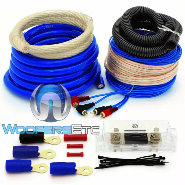 0 Gauge Blue 6000 Watt Car Pro Complete Amp Wire Amplifier Install Wiring Kit Ga