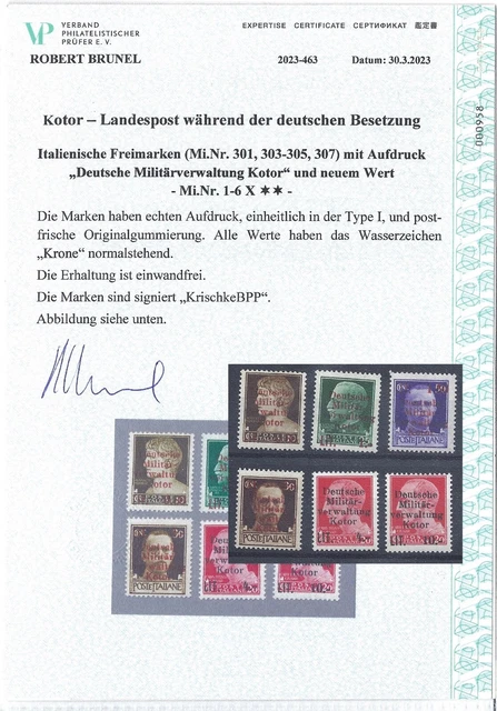 S2-170-34)) Kotor Mi 1-6 X** einwandfrei mit Expertise Brunel VP