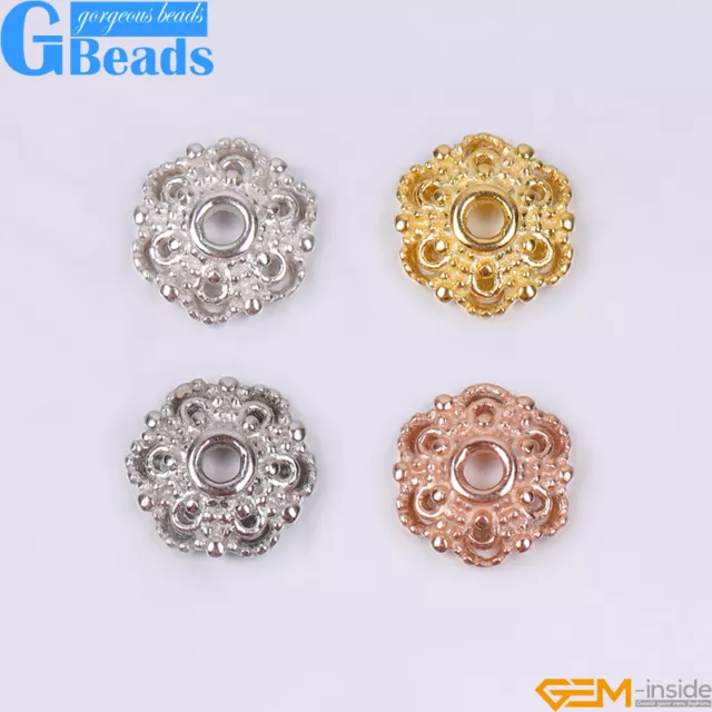 S925 Sterling Silver Flower Spacer Bead Cap 10pcs Beads Craft Jewelry Findings